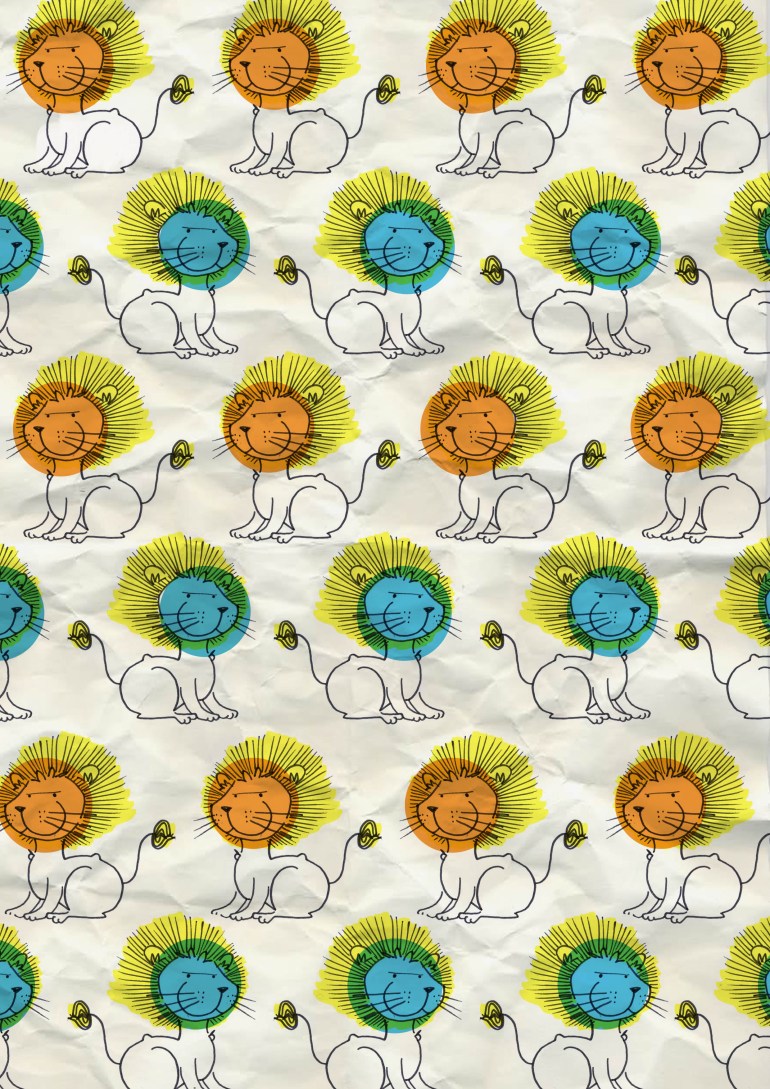 leoncini su carta stropicciata